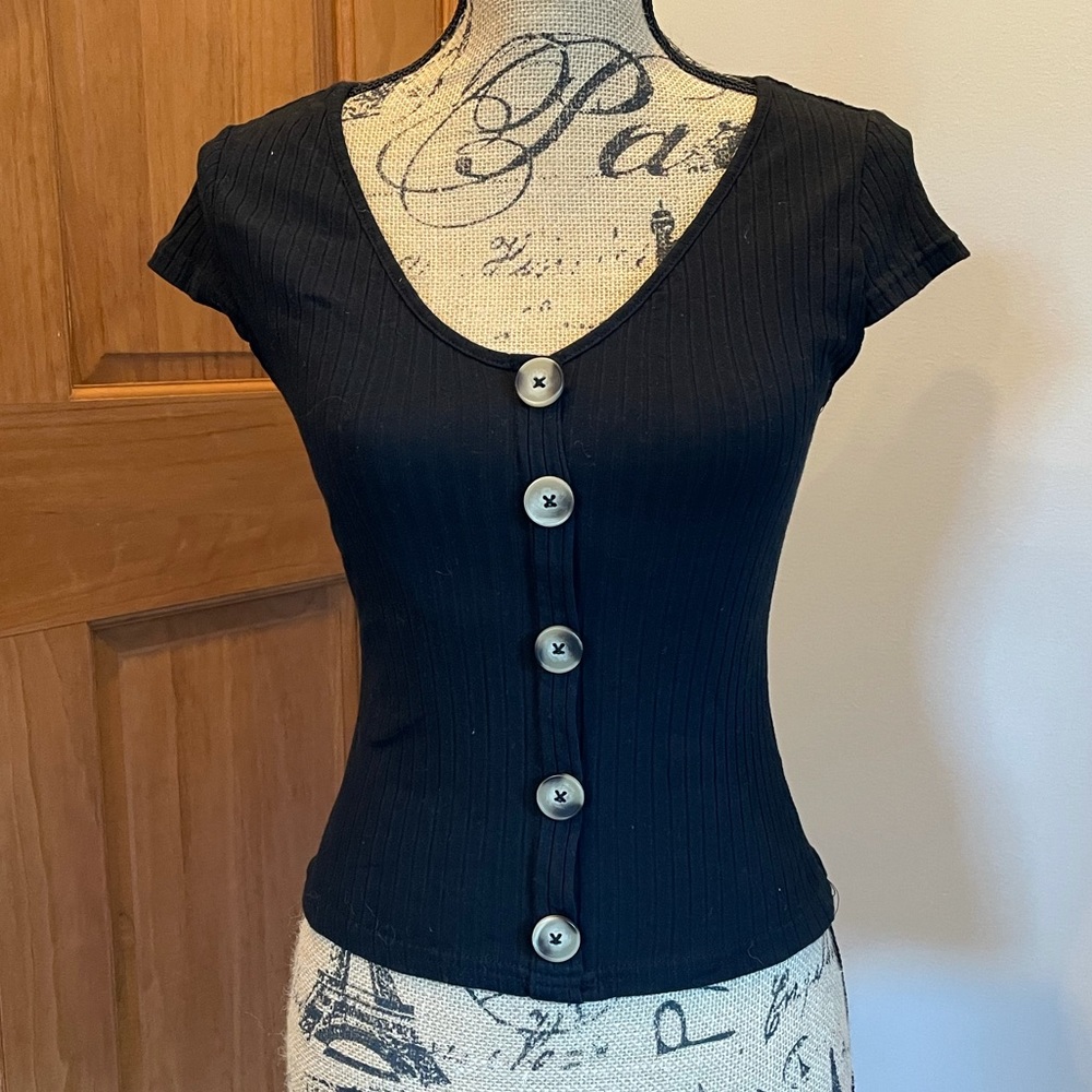 Black Shein Top with Buttons